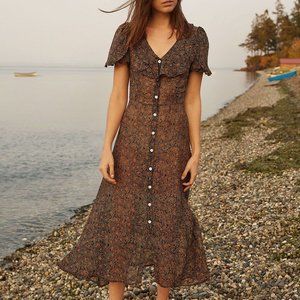 Christy Dawn Brown Floral Daisy Dress, Size XS